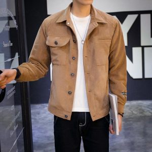 Mens Outerwear |  Closson Military Jacket In Suede Clothing Mens