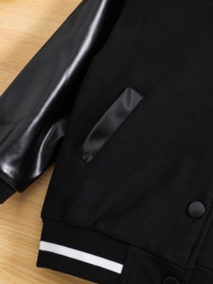 Mens Outerwear |  Varsity Jacket In Textured Gabardine Clothing black