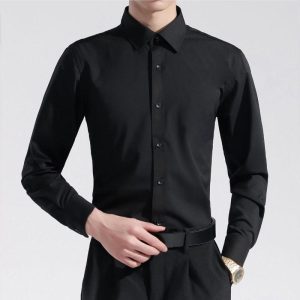 Mens Shirts |  Hugh Shirt In Virgin Wool Clothing dark charcoal