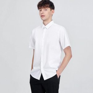 Mens Shirts |  Irving Short-Sleeve Shirt In Structure Knit Clothing eclipse