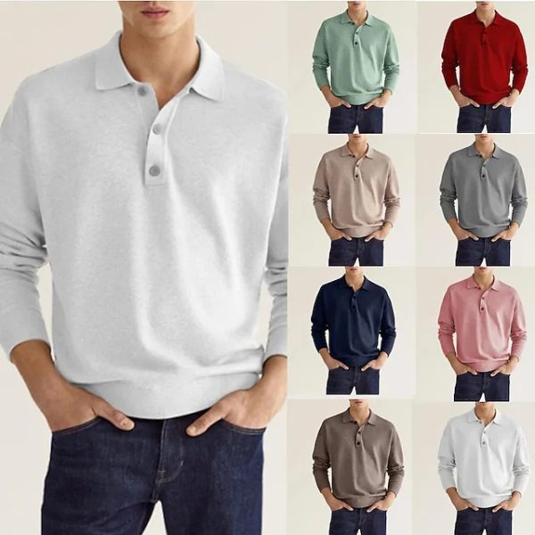 Mens Sweaters + Cardigans |  Goris Long-Sleeve Polo Shirt In Light Bilen Clothing Mens