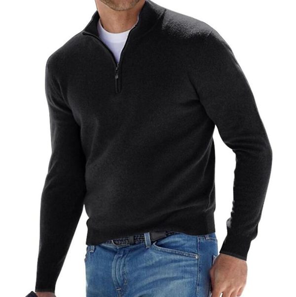 Mens Sweaters + Cardigans |  Hilles Quarter-Zip Sweater In Cashmere Clothing black