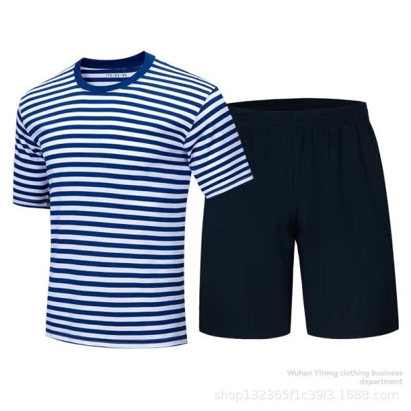 Mens T-Shirts + Polos |  Dorian Tee In Striped Cotton Clothing baltic/white