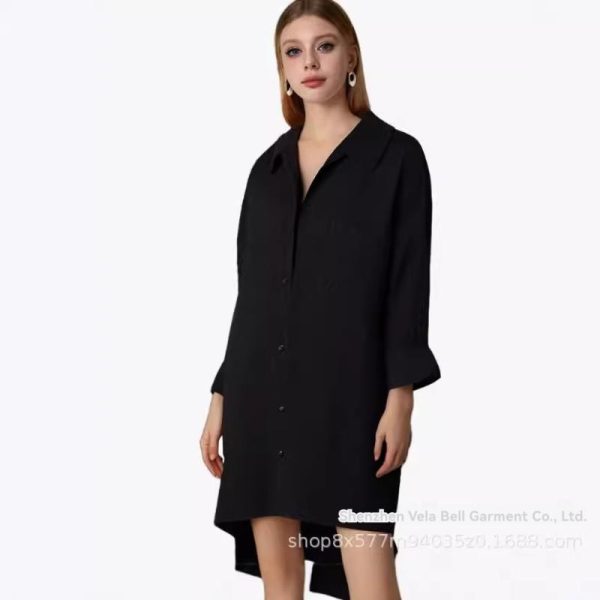 Womens Dresses |  Oversized Shirt Dress In Stretch Flannel Clothing charcoal melange