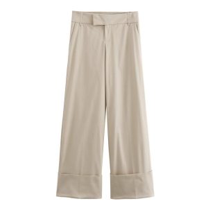 Womens Pants |  High-Waist Cuff Pant In Organic Cotton Clothing Pants