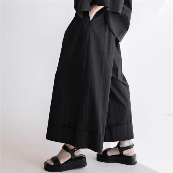 Womens Pants |  High-Waist Cuff Pant In Organic Cotton Clothing black