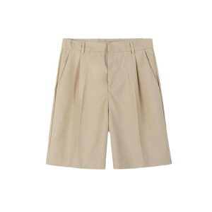 Womens Pants |  Pleated Short In Stretch Cotton Twill Clothing Pants