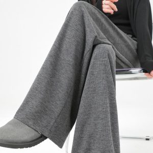 Womens Pants |  Ultra Wide-Leg Pant In Stretch Flannel Clothing charcoal melange