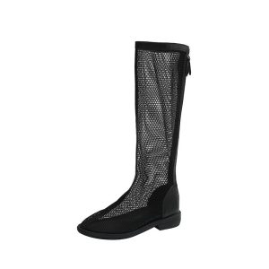 Womens Shoes |  Knee-High Pull-On Boot In Leather Accessories black