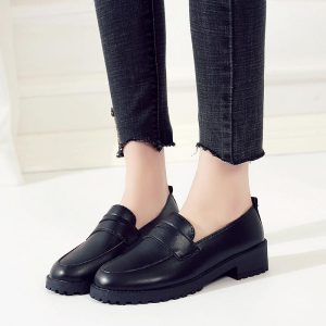 Womens Shoes |  Leather Platform Loafer Accessories black