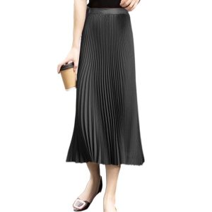 Womens Skirts |  Pleated Pull-On Skirt In Stretch Wool-Blend Clothing black