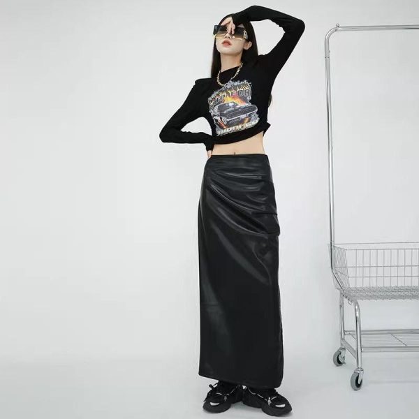 Womens Skirts |  Trouser Skirt In Leather Clothing black