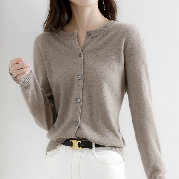 Womens Sweaters + Cardigans |  Crewneck Cardigan In Cashmere Clothing husky