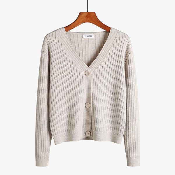 Womens Sweaters + Cardigans |  Cropped Cardigan In Linen-Viscose Clothing bone