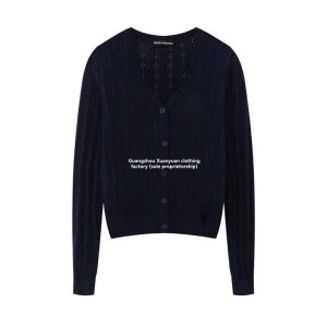 Womens Sweaters + Cardigans |  Cropped Cardigan In Linen-Viscose Clothing nocturne navy