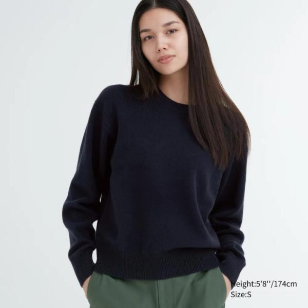 Womens Sweaters + Cardigans |  Cropped Sweater In Cashmere Clothing deep navy