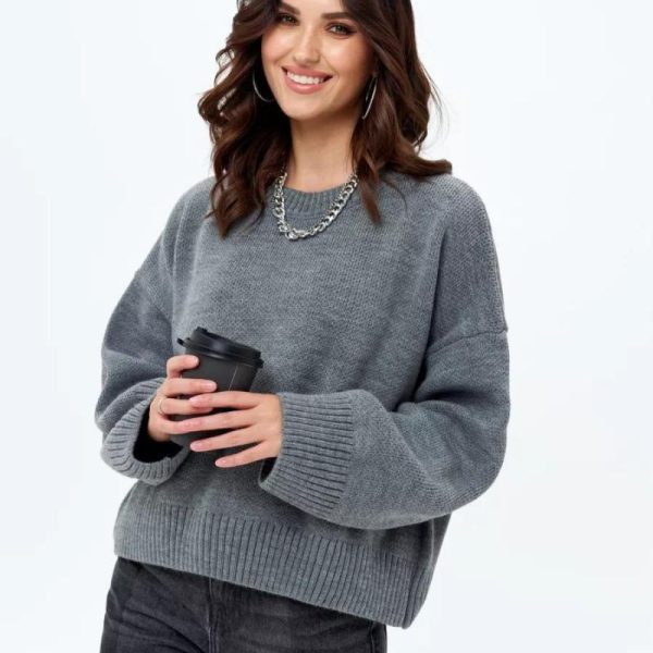 Womens Sweaters + Cardigans |  Cropped Sweater In Cashmere Clothing light charcoal