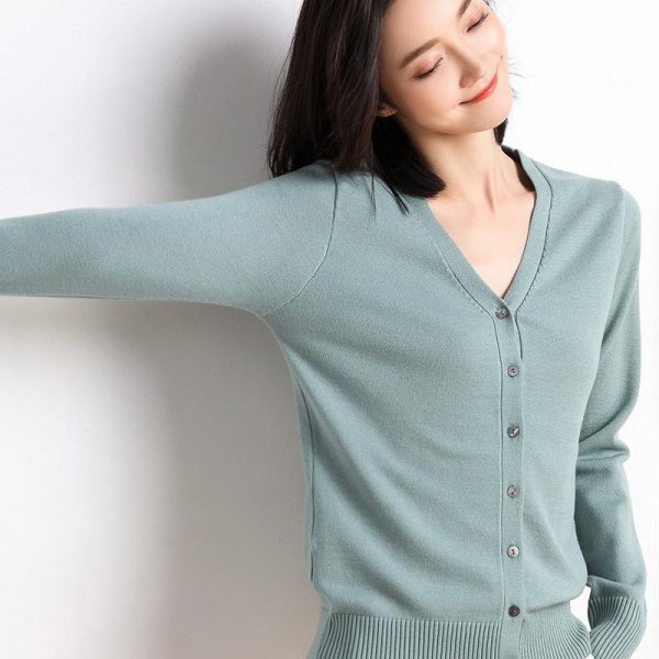 Womens Sweaters + Cardigans |  V-Neck Cardigan In Regal Wool Clothing ash blue