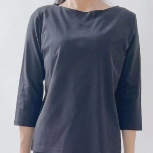 Womens T-Shirts + Tank Tops |  Boat Neck Tee In Cotton Jersey Clothing black