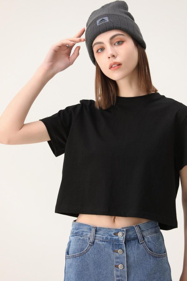 Womens T-Shirts + Tank Tops |  Boxy Tee In Cotton Jersey Clothing black