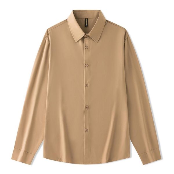 Womens Tops |  Straight Shirt In Sleek Flannel Clothing new camel