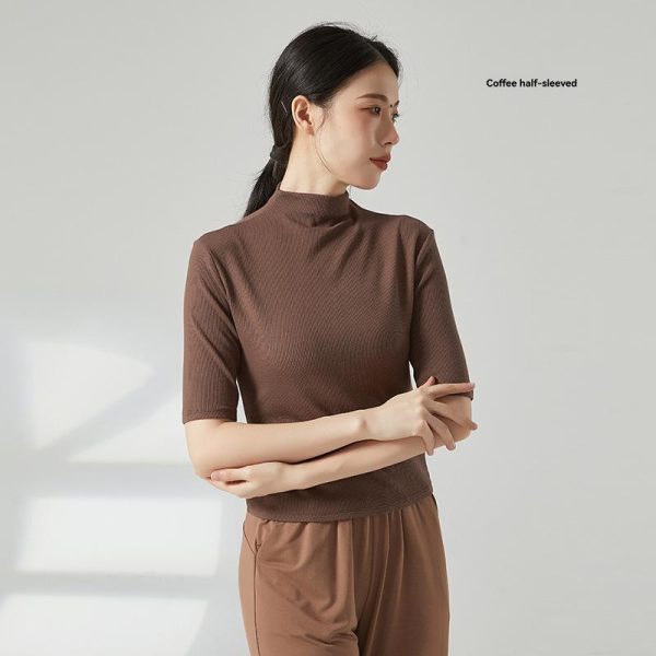 Womens Sweaters + Cardigans |  Leenda Short-Sleeve Turtleneck In Regal Wool Clothing mink melange